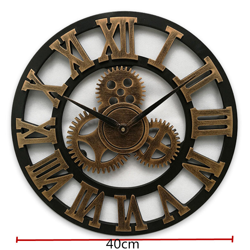 Montre murale rétro au style industriel | Montre murale décorative en bois