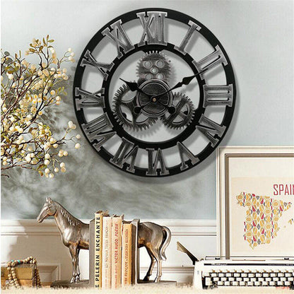 Montre murale rétro au style industriel | Montre murale décorative en bois