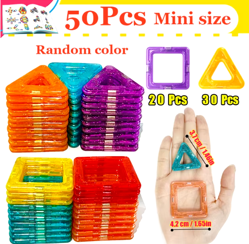 Ensemble de blocs de construction magnétiques créatifs - Grands et mini jouets DIY pour enfants de 7 à 12 ans, cadeau éducatif amusant de construction en couleurs mixtes