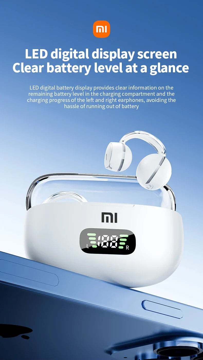 Écouteurs sans fil Bluetooth Xiaomi Mijia S39 avec clip d'oreille - avec affichage LED - réduction de bruit ANC TWS audio stéréo HiFi écouteurs écouteurs