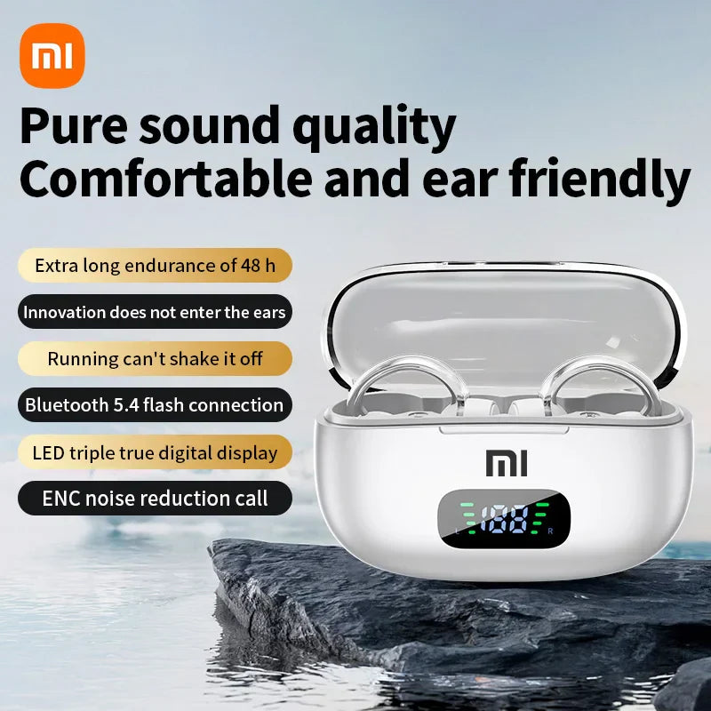 Écouteurs sans fil Bluetooth Xiaomi Mijia S39 avec clip d'oreille - avec affichage LED - réduction de bruit ANC TWS audio stéréo HiFi écouteurs écouteurs