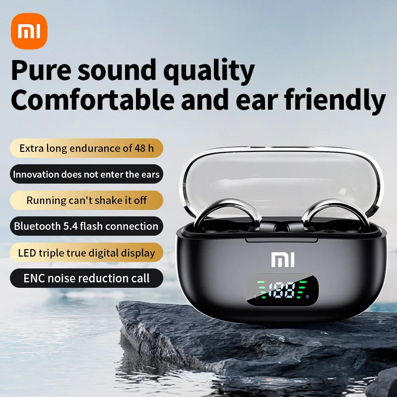 Écouteurs sans fil Bluetooth Xiaomi Mijia S39 avec clip d'oreille - avec affichage LED - réduction de bruit ANC TWS audio stéréo HiFi écouteurs écouteurs