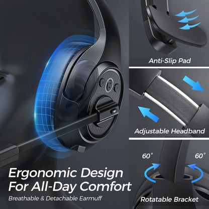 EKSA H1 Casque Gaming Bluetooth 5.0 Sans Fil Avec Micro - TWS Annulation de Bruit HiFi Stéréo Dynamique