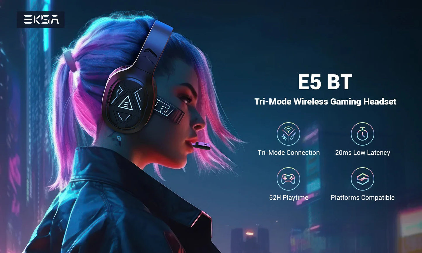 EKSA E5 Casque sans fil Bluetooth 5.3 avec microphone - TWS Casque dynamique HiFi stéréo avec réduction de bruit