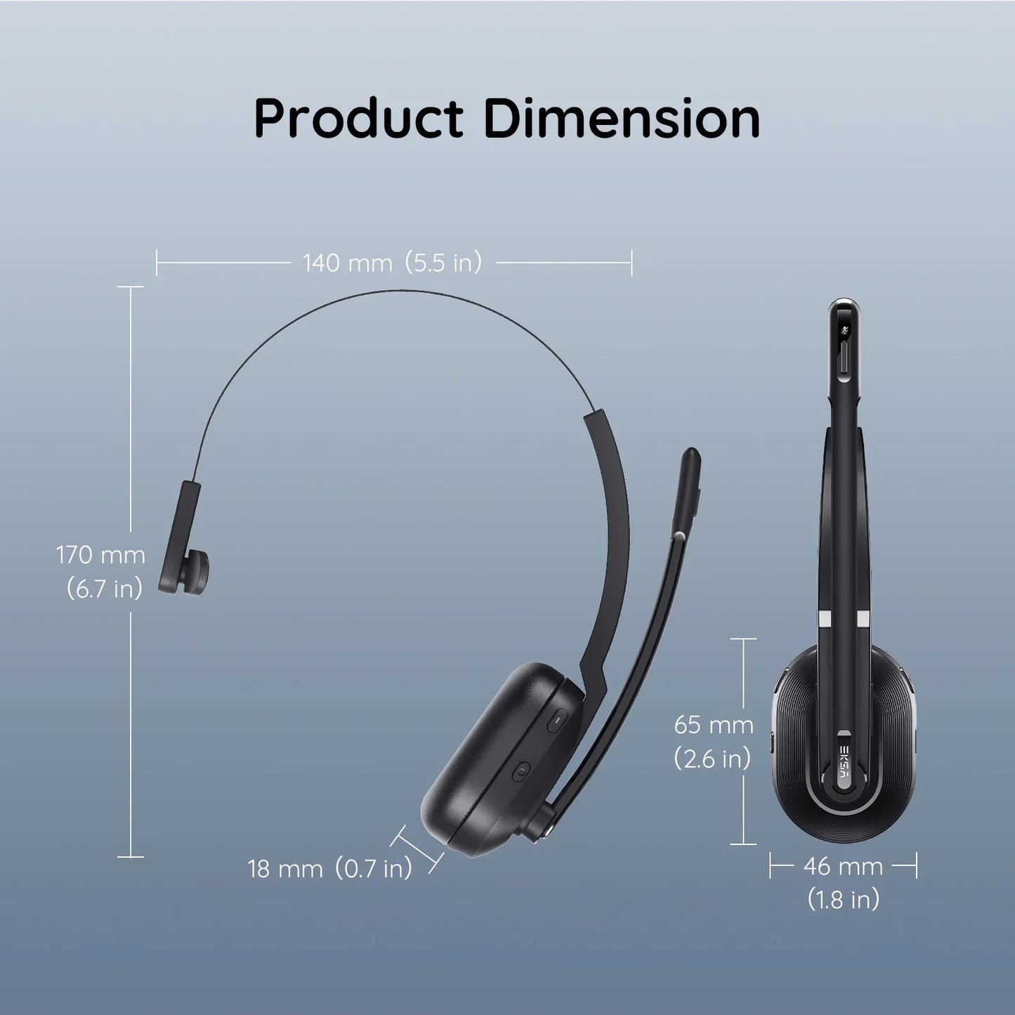 EKSA H5 Casque Sans Fil Bluetooth 5.0 avec Micro - TWS Réduction de Bruit HiFi Stéréo Casque Dynamique avec Support
