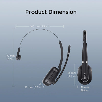 EKSA H5 Casque Sans Fil Bluetooth 5.0 avec Micro - TWS Réduction de Bruit HiFi Stéréo Casque Dynamique avec Support
