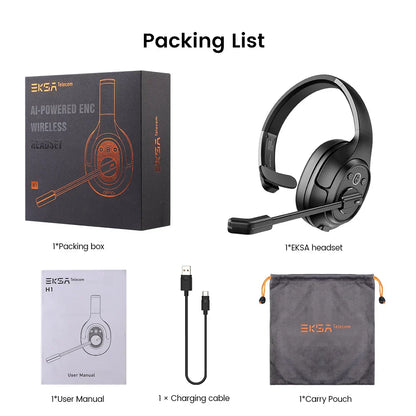 EKSA H1 Casque Gaming Bluetooth 5.0 Sans Fil Avec Micro - TWS Annulation de Bruit HiFi Stéréo Dynamique