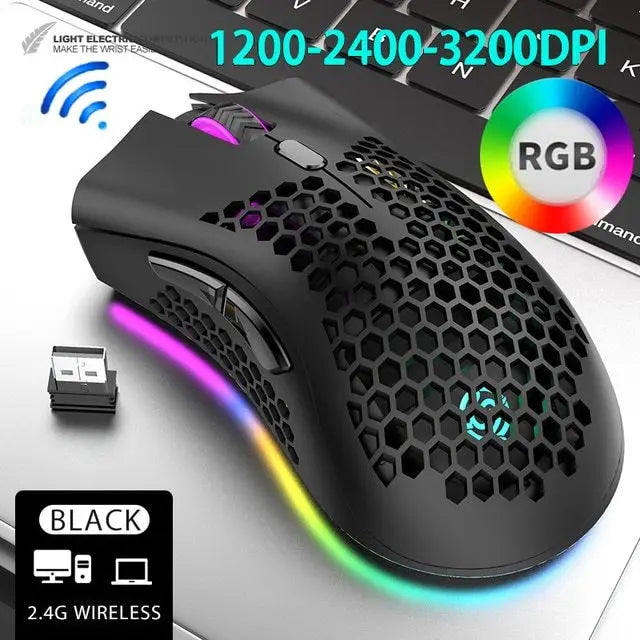 BM600 Souris de Jeu Sans Fil 2.4G - Souris Ergonomique Rechargeable 3200Dpi Pour Ordinateur Portable & PC Gamer