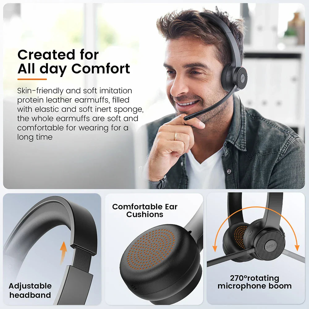 EKSA H16 Casque sans fil Bluetooth 5.2 avec micro - TWS Annulation de bruit HiFi Stéréo Dynamique