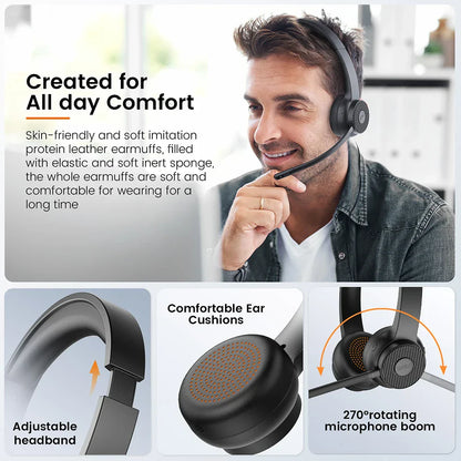 EKSA H16 Casque sans fil Bluetooth 5.2 avec micro - TWS Annulation de bruit HiFi Stéréo Dynamique
