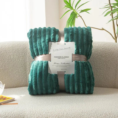 CozyFlanel - Luxe Douce Couverture avec Rayures Larges